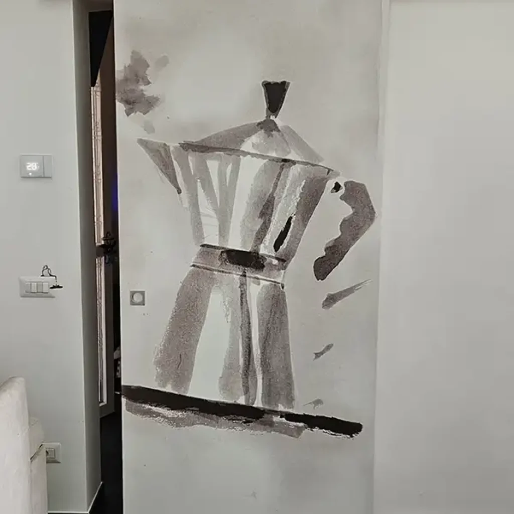 porta interna scorrevole esterno muro con disegno